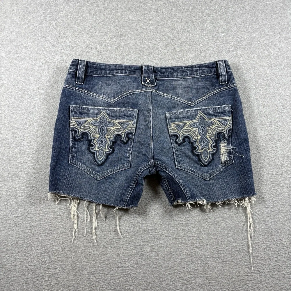 Antik Denim Womens Low Rise Cutoff Shorts 32 Distressed Embroidered Y2K Western